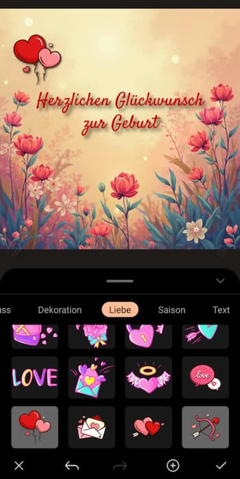 PhotoDirector - Geburtsgrüße gestalten